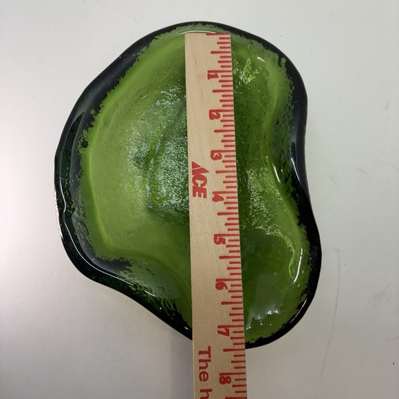 BLENKO‎ Vintage Green Glass Free Form Amoeba Bowl Ashtray Trinket Dish MCM - Picture 5 of 7
